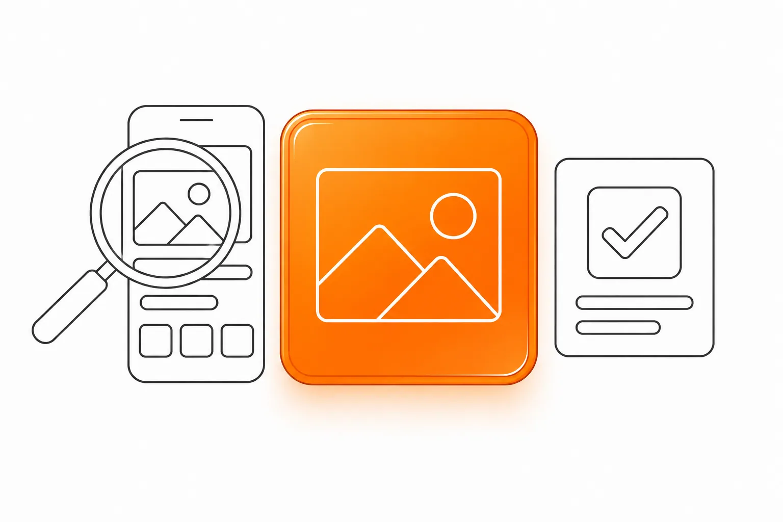 Orange glass panel with graphite linework representing a portfolio review