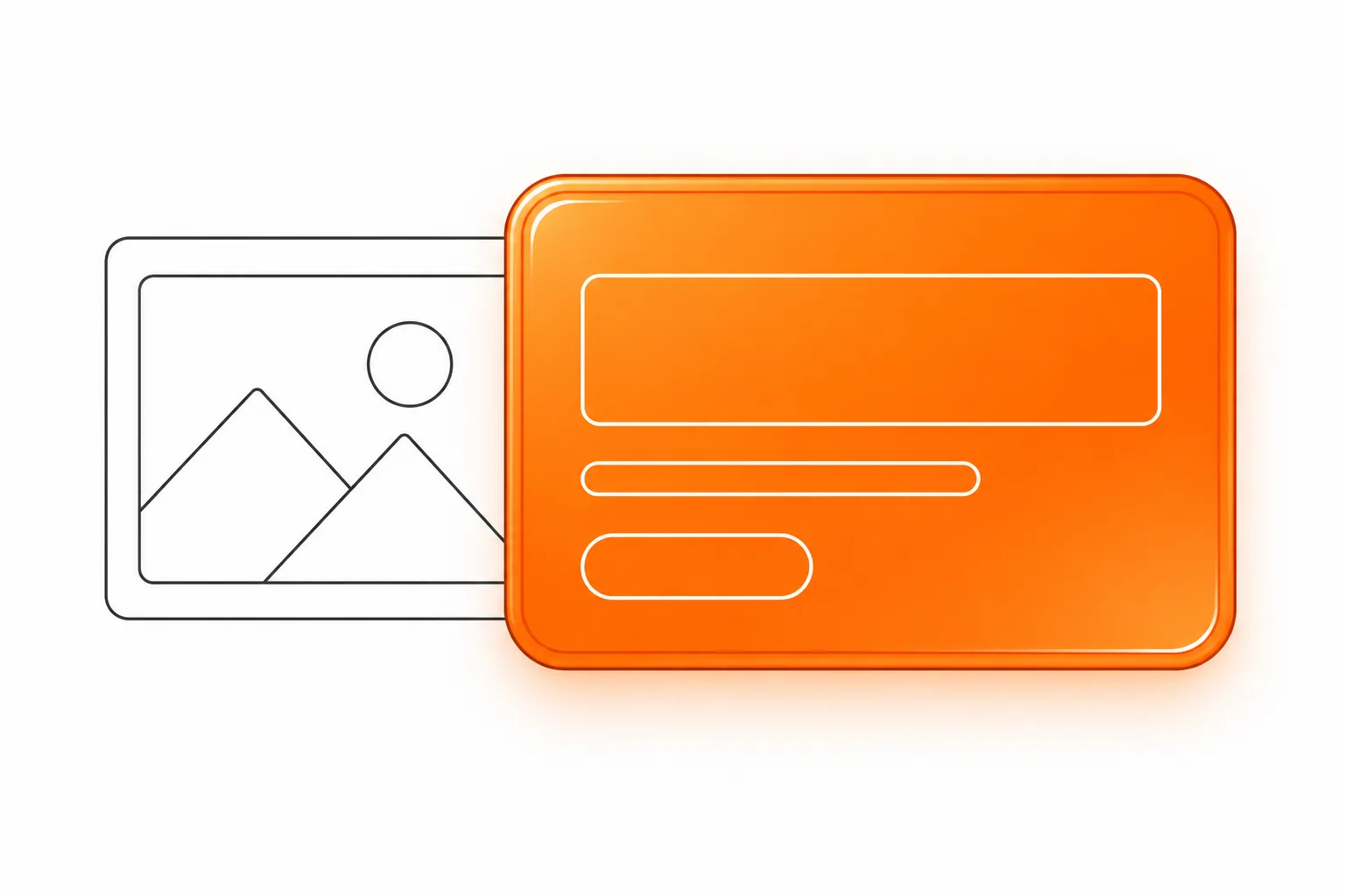 Orangefarbenes Glasfeld und Graphitlinien ordnen Startseitenüberschrift, Nachweise und Besucherwege