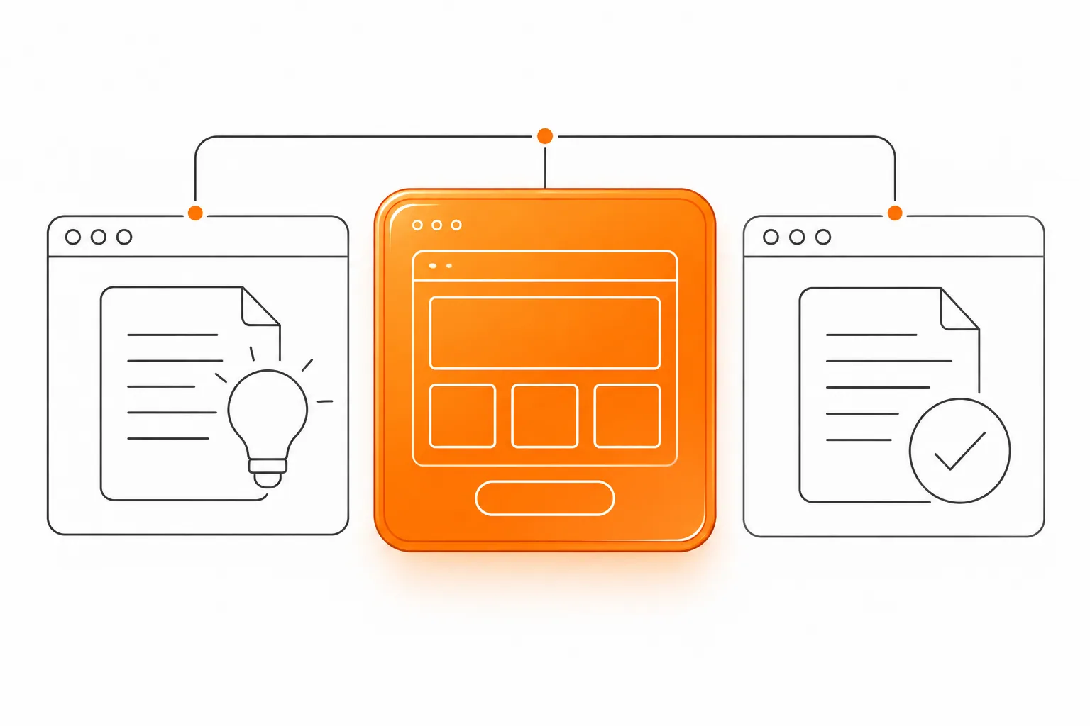 Orange glass panel with graphite linework representing a documented website project