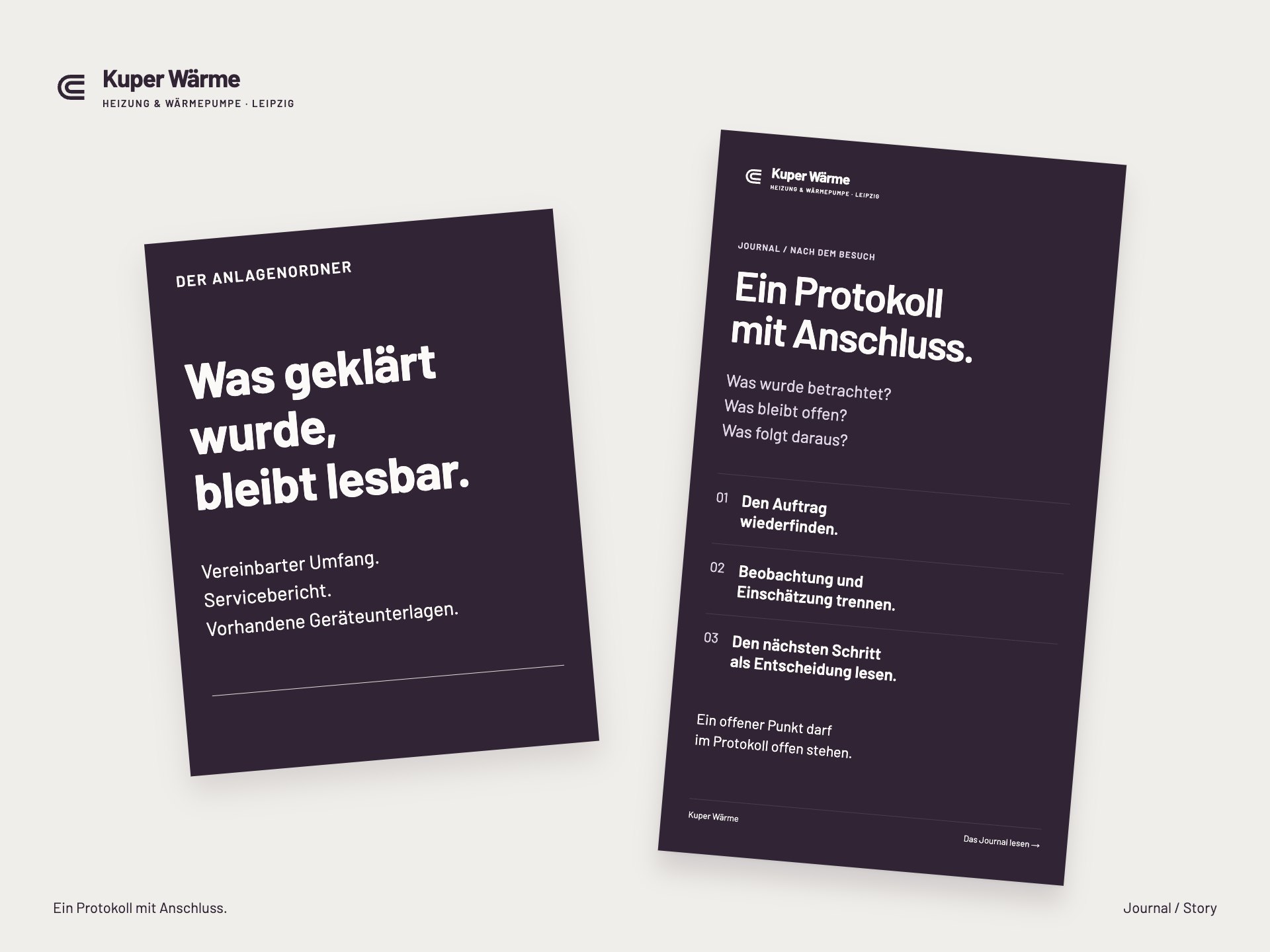 Kuper Wärme, Story und Anlagenordner