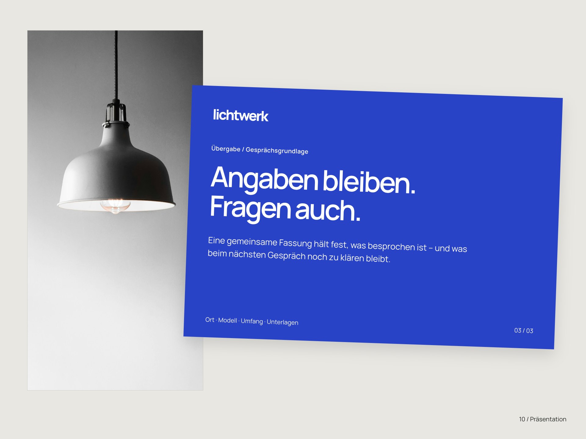 Lichtwerk, Präsentation als Projektmappe