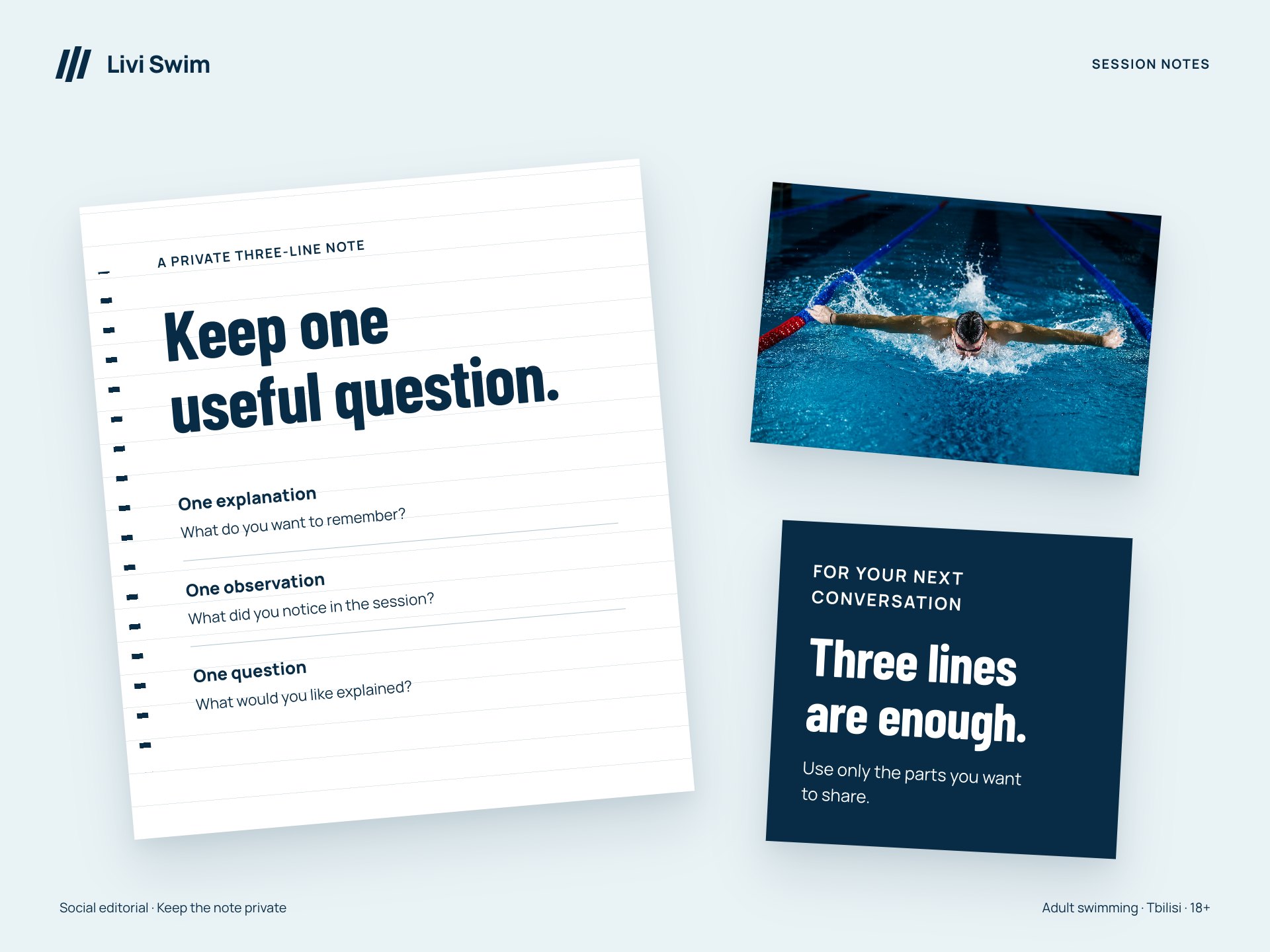 Livi Swim, Private swimming notebook / social editorial