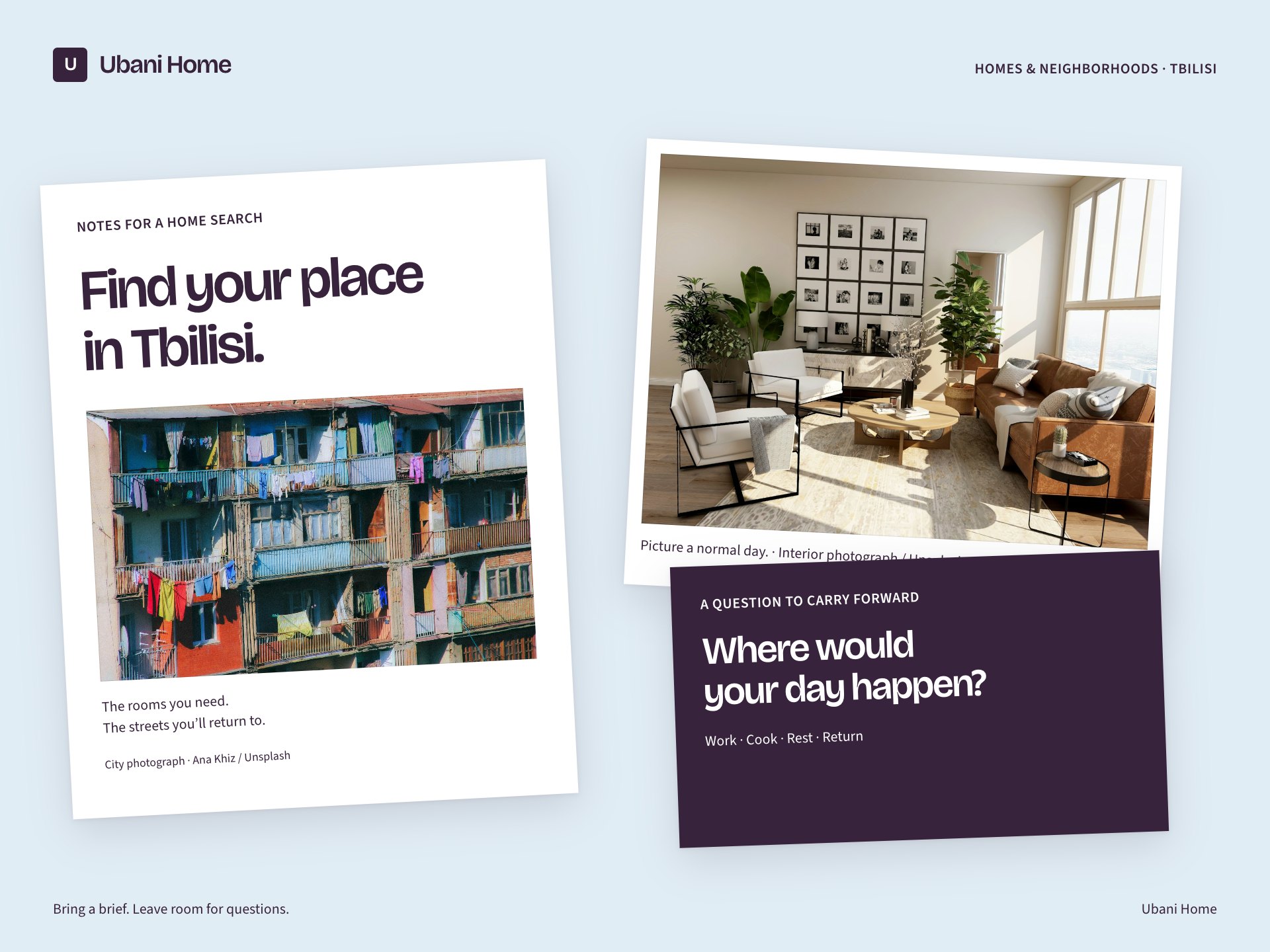 Ubani Home, City, room and working-note brand suite