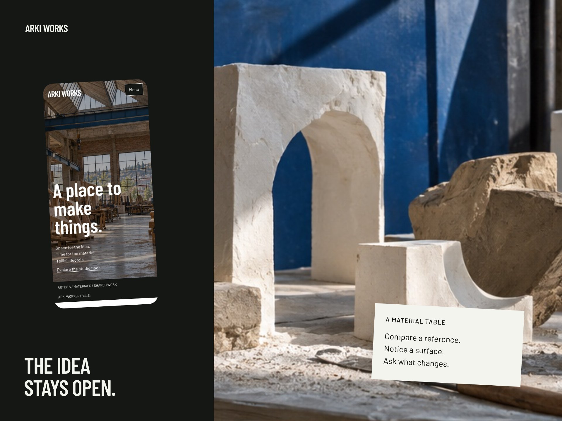 Arki Works, Mobile beside a material study